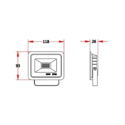 Bright Choice LED Strålkastare 20W 2000lm 100D - 830 Varm Vit | IP66 - Symmetrisk