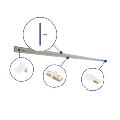 Bright Choice Rail Set 1-Fas 2 Meter Vit | incl. Ändkåpa, Strömkontakt och I-Anslutningsstycke