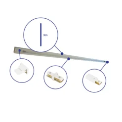 Bright Choice Rail Set 1-Fas 3 Meter Vit | incl. Ändkåpa, Strömkontakt och I-Anslutningsstycke