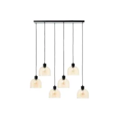 Brilliant Casto Pendellampa Glas Pendellampa Metall Svart Beige | Passande för 6x E27