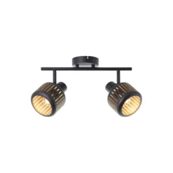 Brilliant Tyas Taklampa Aluminium Metall Svart Guld | Passande för 2x E14