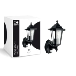 D'Lite Vägglampa Helora Svart | IP44 - Passande för 1x E27 - Rörelsesensor