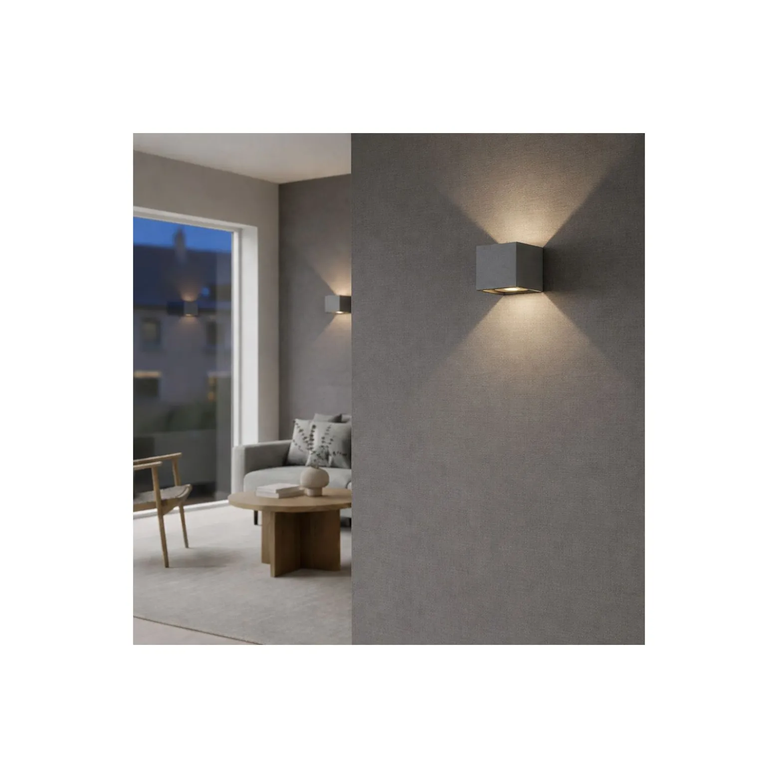 D'Lite Vägglampa Nova Grå Up & Down 4.9W 480lm - 830 Varm Vit | IP54 - Justerbar strålvinkel
