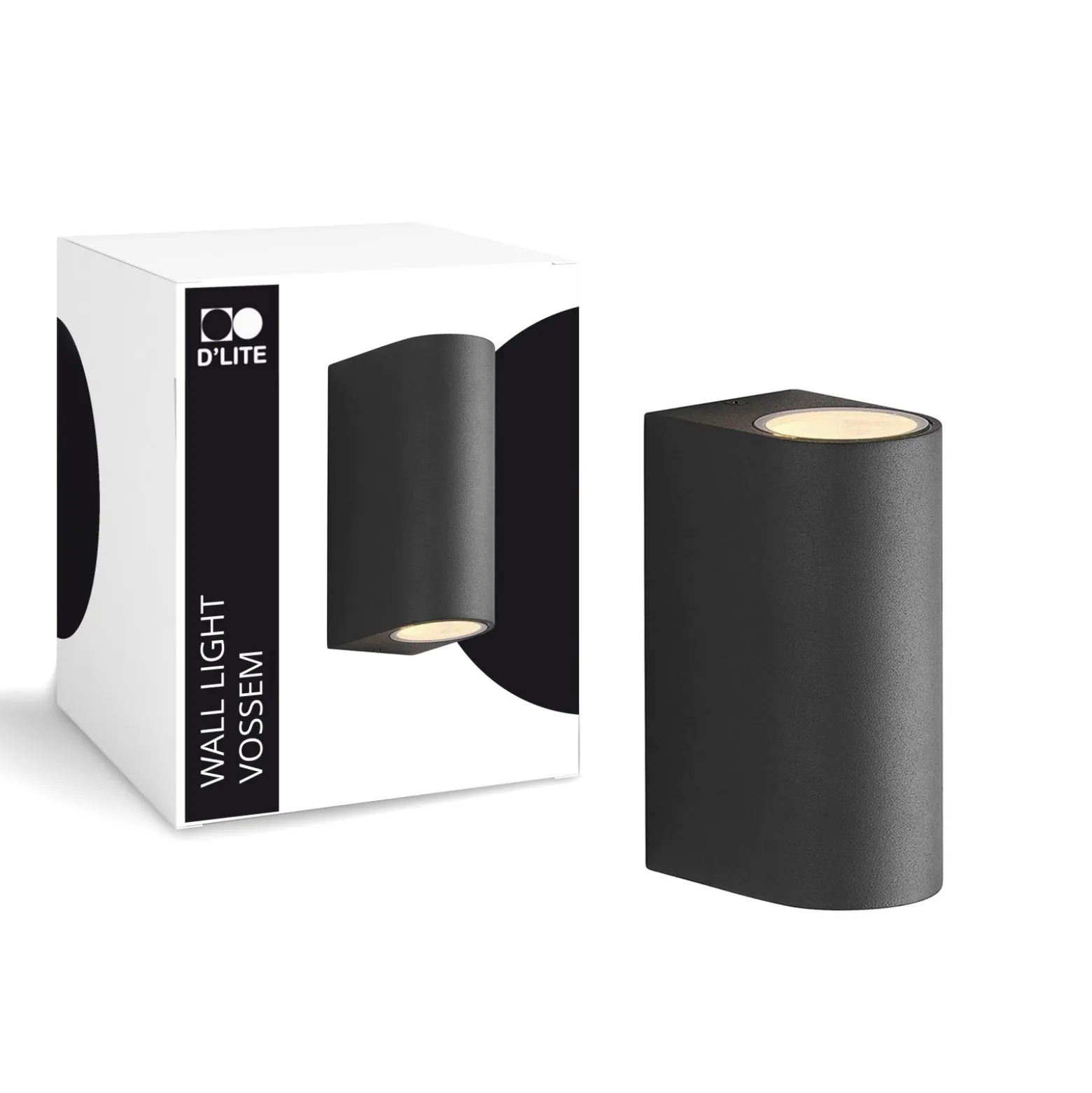 D'Lite Vägglampa Vossem Svart Up & Down| IP54 - Passande För 2x GU10