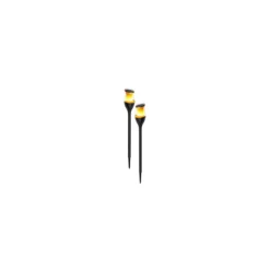 Dubbelpack 2x Interlight Spik Ljus Solar Trädgård Torch Svart 1W 40lm - 816 Extra Varm Vit | incl. Batteri