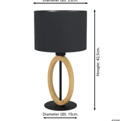 Eglo Bordslampa Basildon 1 Stål Svart Trä | Passande För 1x E27