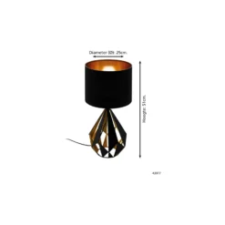 Eglo Bordslampa Carlton 5 Stål Svart Koppar | IP20 - Passande för 1x E27