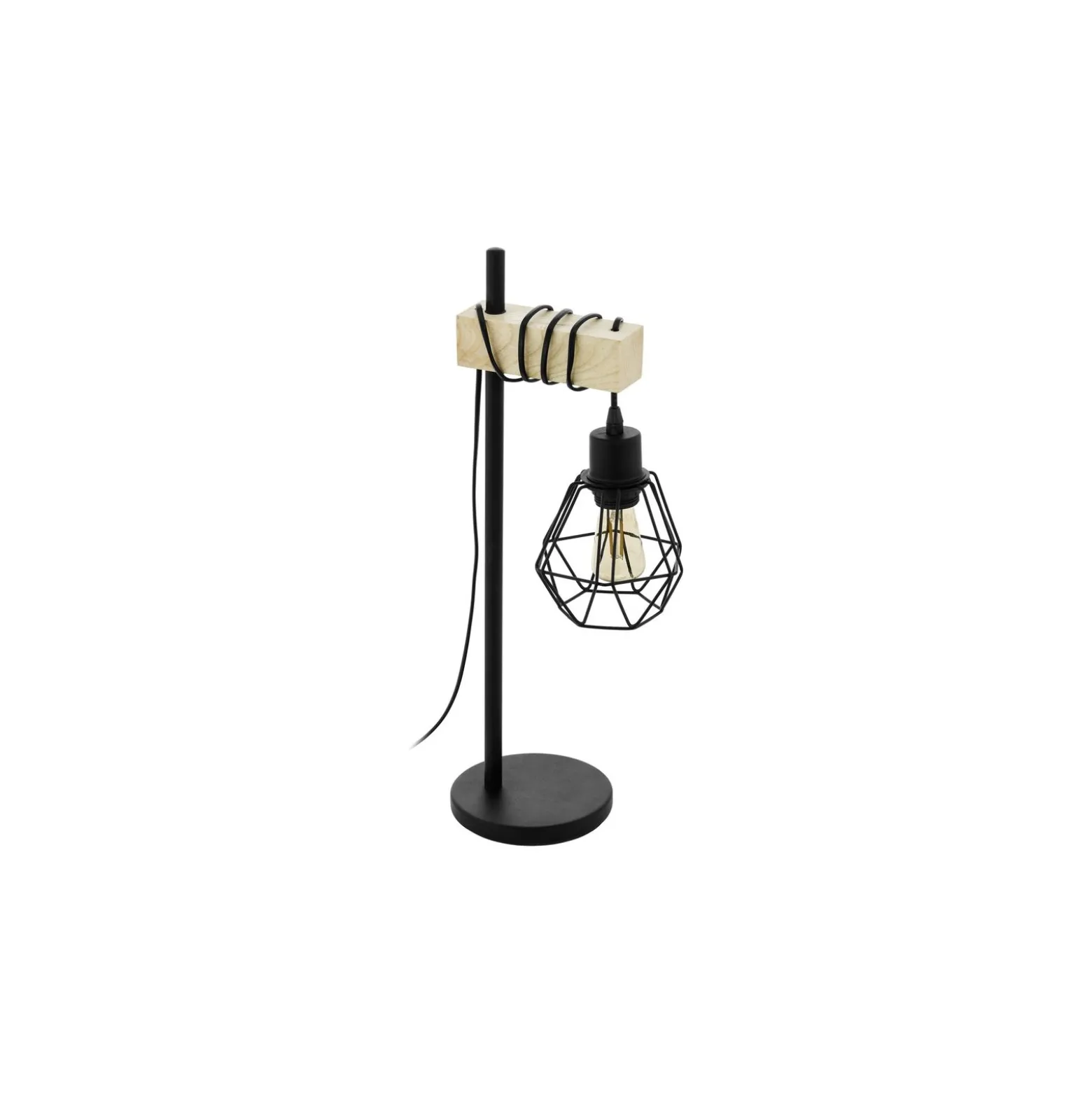 Eglo Bordslampa Townshend 5 Stål Trä Svart | IP20 - Passande för 1x E27