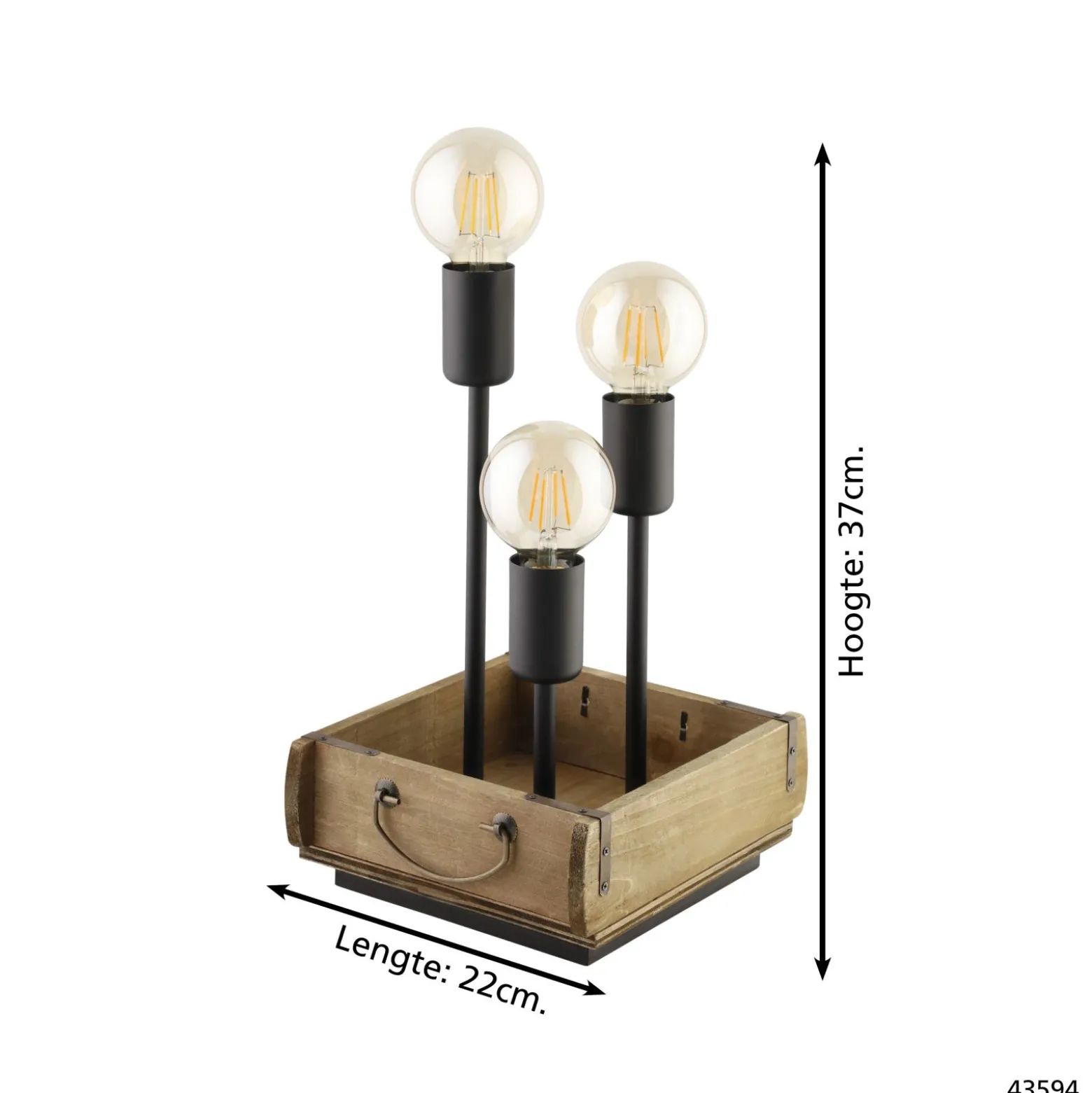 Eglo Bordslampa Wootton Trä Stål Brun Svart | Passande För 3x E27