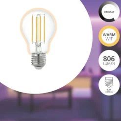 Eglo Connect.Z Smart LED E27 Päron Filament Klar 6W 806lm - 827 Extra Varm Vit | Dimbar - Ersättare 60W