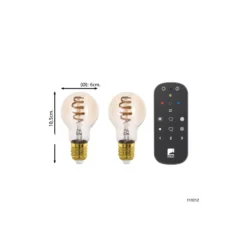 Eglo Connect.Z Smart LED Päron E27 Filament Ambar 9.8W 360lm - 822-865 Justerbar Vit | Dimbar - Ersättare 25W