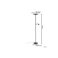 Eglo Golvlampa Conivarino Stål Svart 30.5W 3150lm - 827 Extra Varm Vit | Dimbar