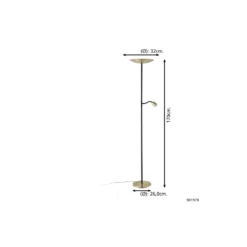 Eglo Golvlampa Conivarino Stål Brushed Mässing, Svart 30.5W 3150lm - 827 Extra Varm Vit | Dimbar