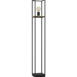 Eglo Golvlampa Libertad Stål Svart Trä | Passande För 1x E27