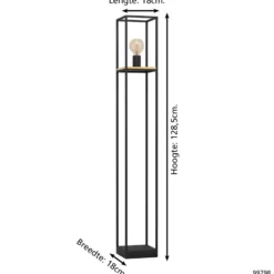 Eglo Golvlampa Libertad Stål Svart Trä | Passande För 1x E27