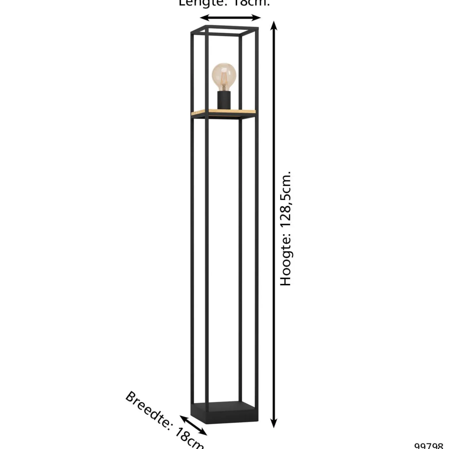 Eglo Golvlampa Libertad Stål Svart Trä | Passande För 1x E27