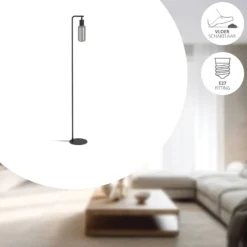 Eglo Golvlampa Maione Stål Svart | Passande För 1x E27