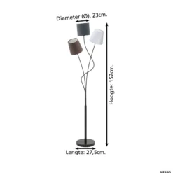 Eglo Golvlampa Maronda Stål Svart Vit | Passande För 3x E14