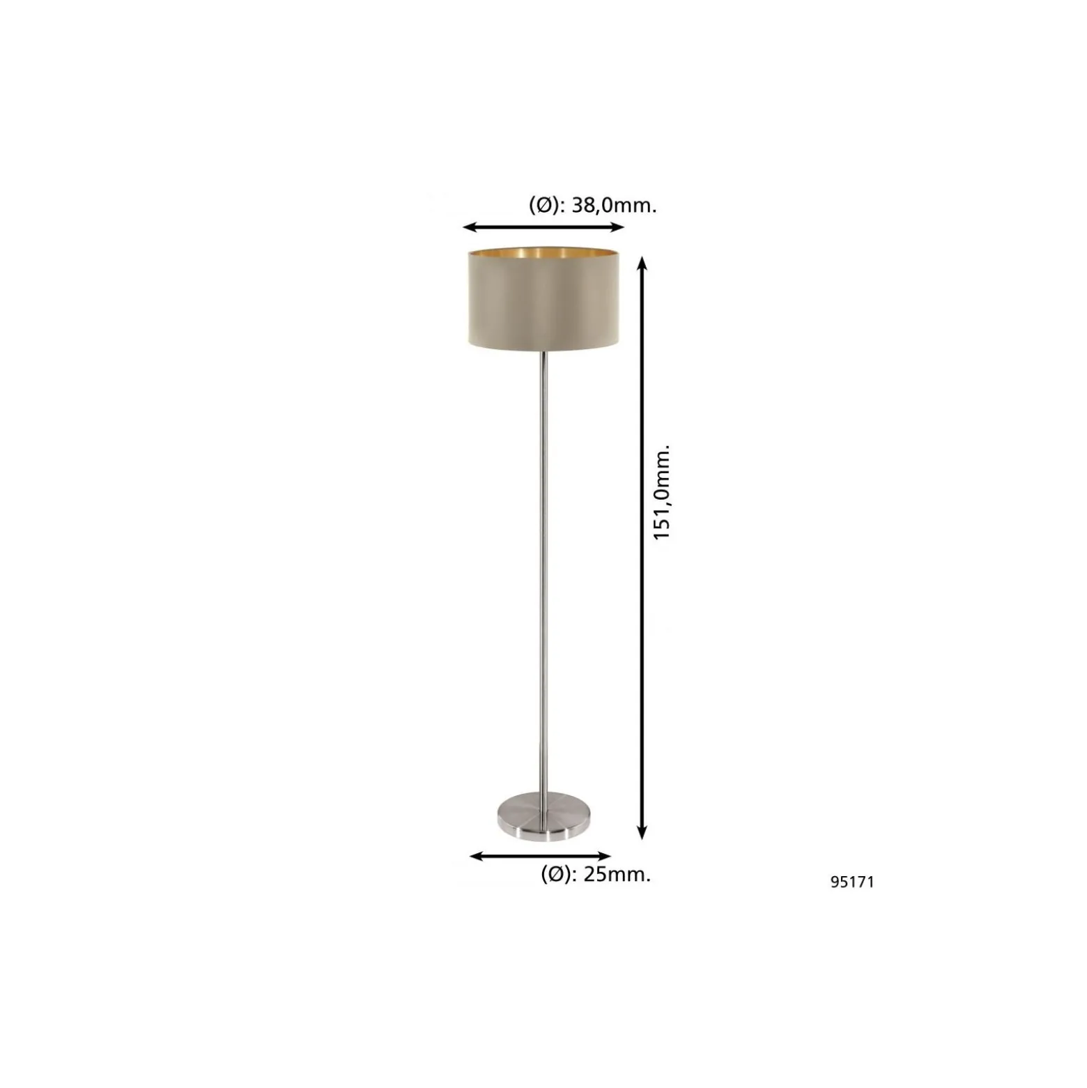 Eglo Golvlampa Maserlo Stål Satin Nickel | Passande för E27