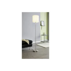 Eglo Golvlampa Pasteri Stål Satin Nickel Vit | IP20 - Passande för 1x E27