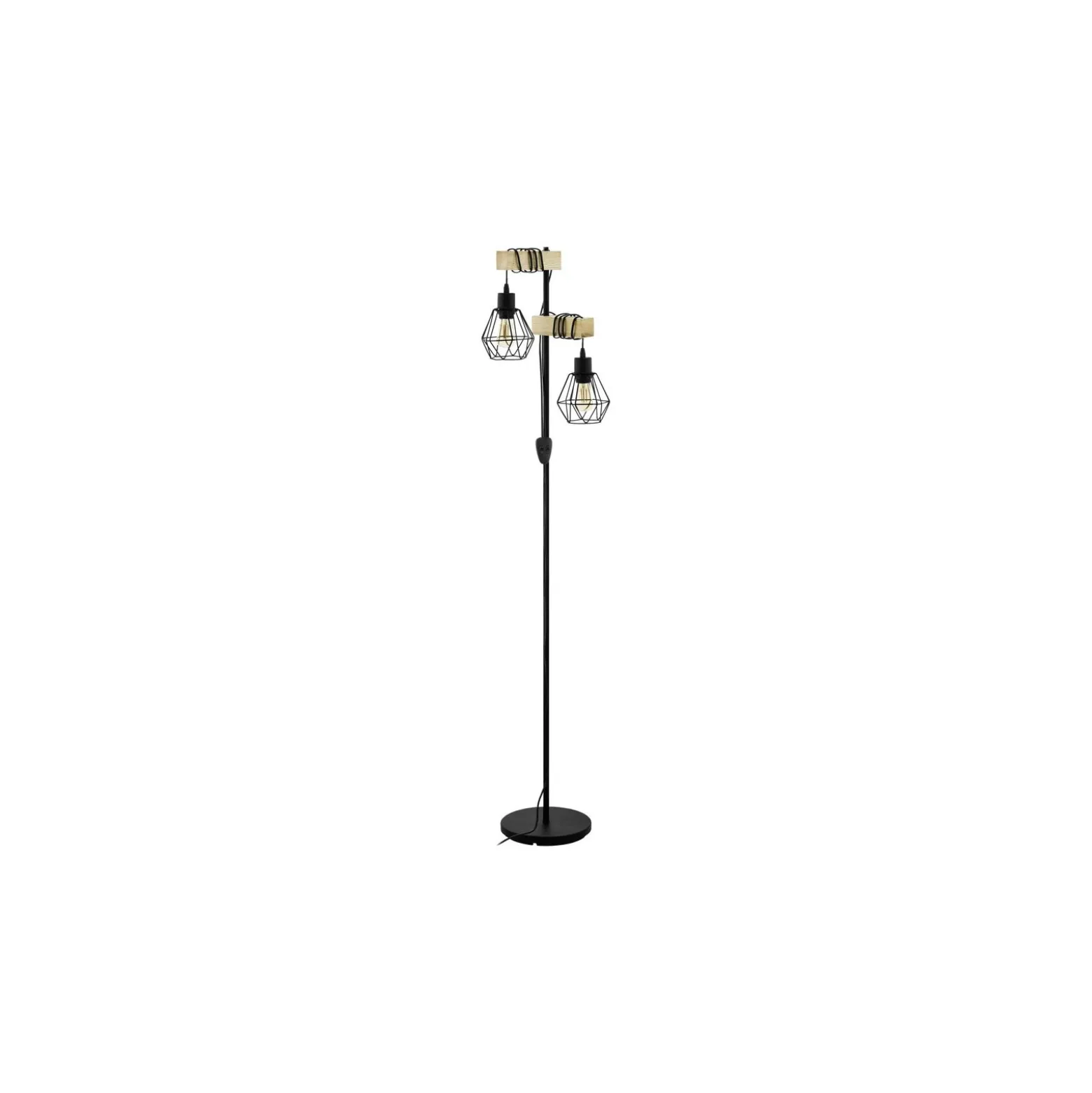 Eglo Golvlampa Townshend 5 Stål Trä Svart | IP20 - Passande för 2x E27