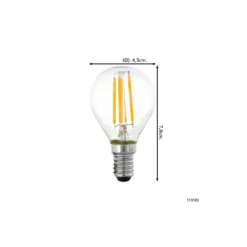 Eglo LED Boll E14 Filament Klar 4.5W 470lm - 827 Extra Varm Vit | Dimbar - Ersättare 40W