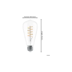 Eglo LED E27 Edison Klar Filament 7.3W 806lm - 827 Extra Varm Vit | Ersättare 60W