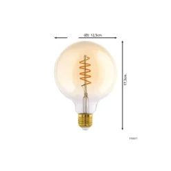 Eglo LED Globe E27 Filament Ambar 8W 806lm - 827 Extra Varm Vit | Dimbar - Ersättare 60W
