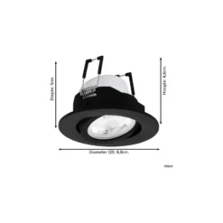 Eglo LED Spot Saliceto-Z Aluminium Svart 4.7W 440lm - 827-865 Justerbar Vit + RGB | 88mm - Utskärning 68mm - IP20 - Zigbee Dimbar