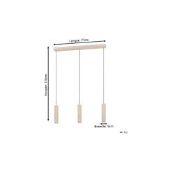 Eglo Pendellampa Caminia Stål Slipad 3x4.7W 3x345lm - 830 Varm Vit | IP20 - Inkl. 3x GU10