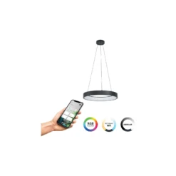 Eglo Pendellampa Marghera-Z Stål Svart 27.5W 3150lm - 827-865 Justerbar Vit + RGB | IP20 - Zigbee Dimbar