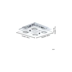 Eglo Taklampa Cabo Rostfritt Stål Krom 4x2.8W 4x250lm - 830 Varm Vit | IP20 - Inkl. 4x GU10