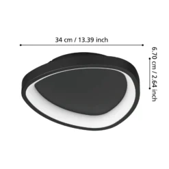 Eglo Taklampa Loretello Plast Stål Svart Vit 12W 1440lm - 827-865 Justerbar Vit | 350mm - Dimbar