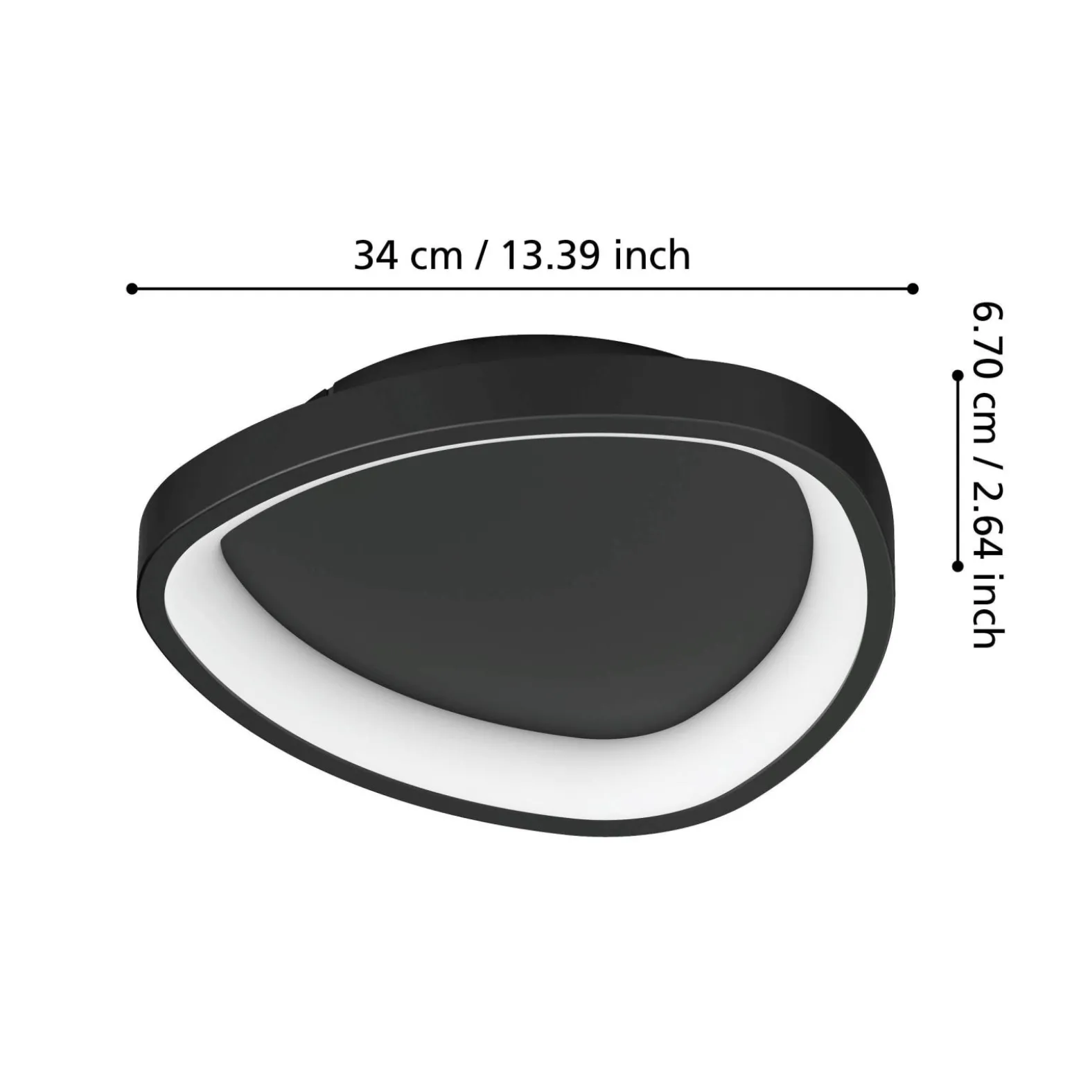 Eglo Taklampa Loretello Plast Stål Svart Vit 12W 1440lm - 827-865 Justerbar Vit | 350mm - Dimbar