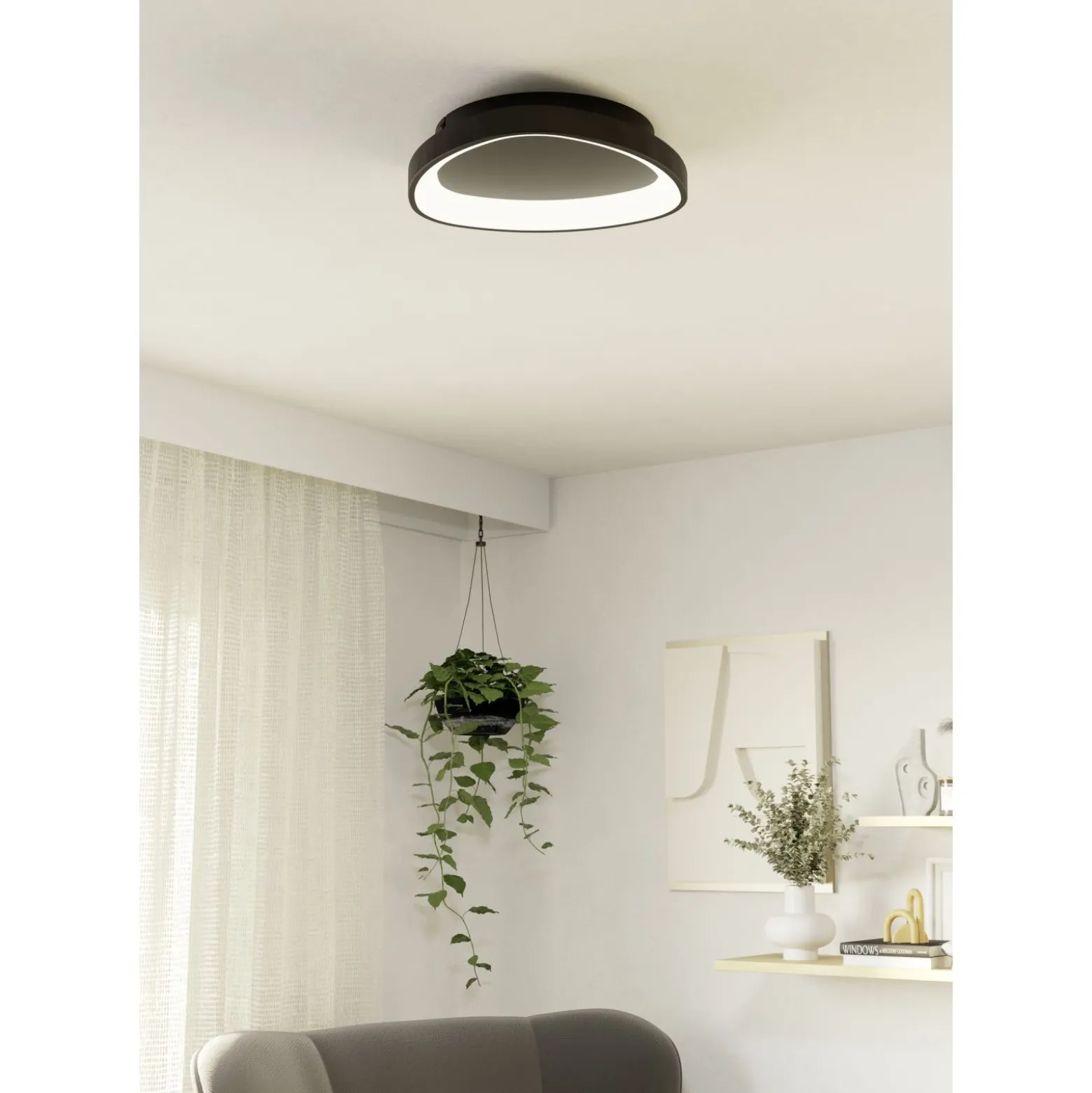 Eglo Taklampa Loretello Plast Stål Svart Vit 12W 1440lm - 827-865 Justerbar Vit | 350mm - Dimbar