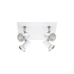 Eglo Taklampa Tamara 1 Stål Vit Krom 4x2.8W 4x250lm - 830 Varm Vit | IP44 - Inkl. 4x GU10