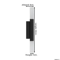 Eglo Vägglampa Alcudia Aluminium Stål Svart 55W 1200lm - 830 Varm Vit | IP44