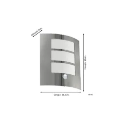 Eglo Vägglampa City Rostfritt Stål | IP44 - Passande för 1x E27 - Rörelsesensor
