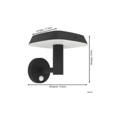 Eglo Vägglampa Dreoli Solar Svart 8W 970lm - 830 Varm Vit | IP65 - Rörelsesensor