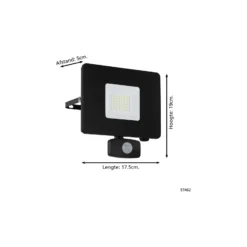 Eglo Vägglampa Faedo 3 Aluminium Svart 31W 3400lm - 850 Kallvit | IP44 - Rörelsesensor