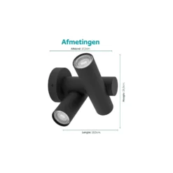 Eglo Vägglampa Fossignano Aluminium Svart 6W 800lm - 830 Varm Vit | IP44