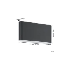 Eglo Vägglampa Grutti Aluminium Antracit 5W 630lm - 830-840-865 CCT | IP65