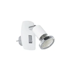 Eglo Vägglampa Mini 4 Lamp med Strömkontakt Vit Krom 2.8W 250lm - 820-830 Justerbar Vit | IP20 - Inkl. 1x GU10