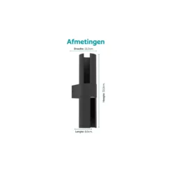 Eglo Vägglampa Montelauro Aluminium Svart Up & Down 7W 800lm - 865 Dagsljus | IP65
