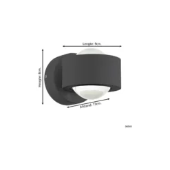 Eglo Vägglampa Ono 2 Aluminium Antracit Up & Down 2.5W 250lm - 830 Varm Vit | IP20