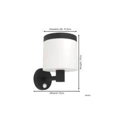 Eglo Vägglampa Pantete Solar Svart 7W 790lm - 830 Varm Vit | IP65 - Rörelsesensor