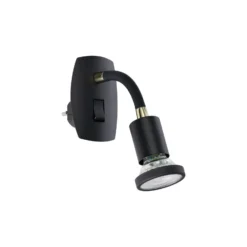 Eglo Vägglampa Parrini Lamp med Strömkontakt Svart 4.5W 345lm - 830 Varm Vit | IP20 - Inkl. 1x GU10
