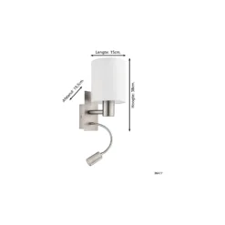 Eglo Vägglampa Pasteri Stål Satin Nickel 40 | IP20 - Inkl. Spot och Exkl. 1x E27