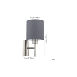 Eglo Vägglampa Pasteri Stål Satin Nickel | IP20 - Passande för 1x E27