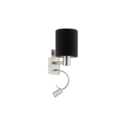 Eglo Vägglampa Pasteri Stål Satin Nickel 40 | IP20 - Inkl. Spot och Exkl. 1x E27